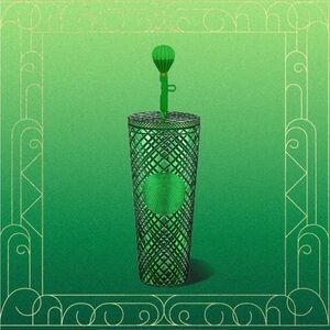 Starbucks Emerald Green Textured Cup with Straw